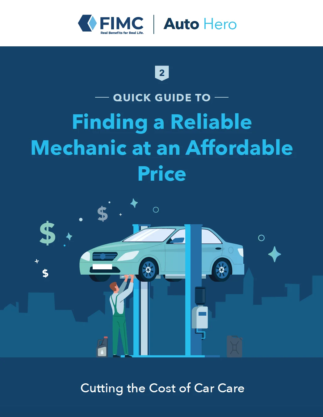 Infographic of mechanic working on car on lift